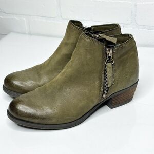 Miz Mooz Olive Green Leather Ankle Booties